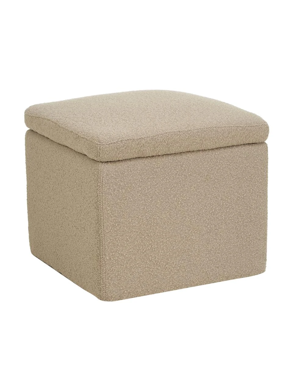 Westwing Collection Pouf avec rangement tissu bouclé taupe Winou, larg. 50 x haut. 48 cm 1 Westwing Collection Pouf avec rangement tissu bouclé taupe Winou, larg. 50 x haut. 48 cm