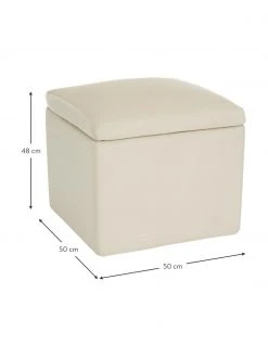 Westwing Collection Pouf avec rangement velours beige Winou, larg. 50 x haut. 48 cm -Entrée & couloir Soldes Pouf avec rangement velours beige Winou 2