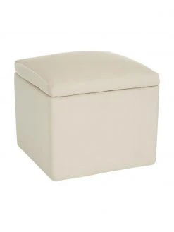 Westwing Collection Pouf avec rangement velours beige Winou, larg. 50 x haut. 48 cm