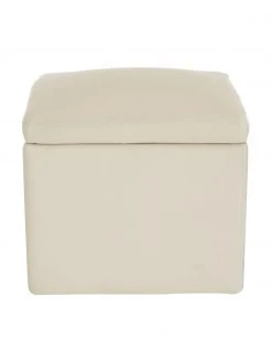 Westwing Collection Pouf avec rangement velours beige Winou, larg. 50 x haut. 48 cm -Entrée & couloir Soldes Pouf avec rangement velours beige Winou 4