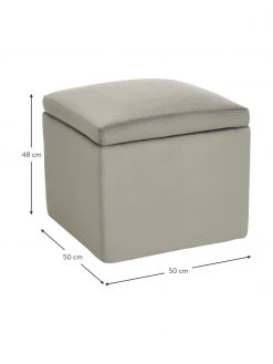 Westwing Collection Pouf avec rangement velours gris clair Winou, larg. 50 x haut. 48 cm -Entrée & couloir Soldes Pouf avec rangement velours gris clair Winou 2