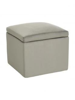 Westwing Collection Pouf avec rangement velours gris clair Winou, larg. 50 x haut. 48 cm