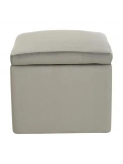 Westwing Collection Pouf avec rangement velours gris clair Winou, larg. 50 x haut. 48 cm -Entrée & couloir Soldes Pouf avec rangement velours gris clair Winou 4
