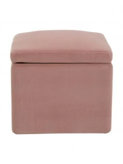 Westwing Collection Pouf avec rangement velours rose Winou, larg. 50 x haut. 48 cm -Entrée & couloir Soldes Pouf avec rangement velours rose Winou 2