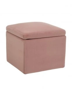 Westwing Collection Pouf avec rangement velours rose Winou, larg. 50 x haut. 48 cm