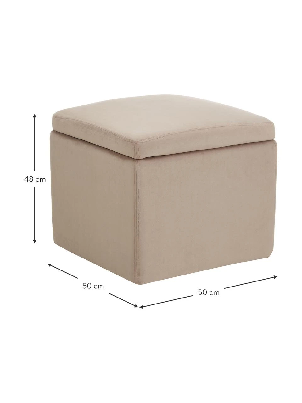 Westwing Collection Pouf avec rangement velours taupe Winou, larg. 50 x haut. 48 cm 2 Westwing Collection Pouf avec rangement velours taupe Winou, larg. 50 x haut. 48 cm – Image 2