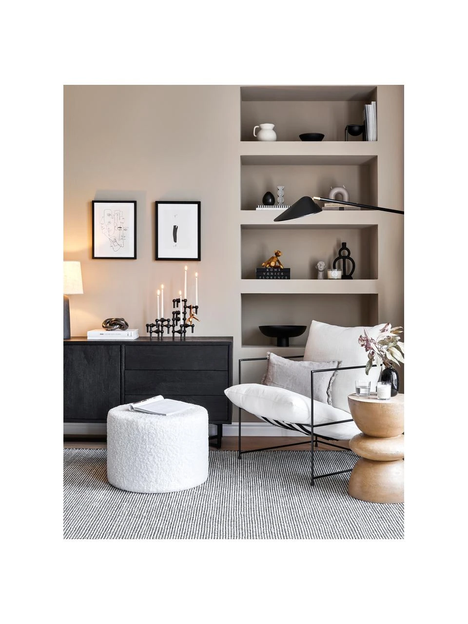 Westwing Collection Pouf blanc crème peluche blanc crème Daisy, Ø 54 x haut. 38 cm 2 Westwing Collection Pouf blanc crème peluche blanc crème Daisy, Ø 54 x haut. 38 cm – Image 2