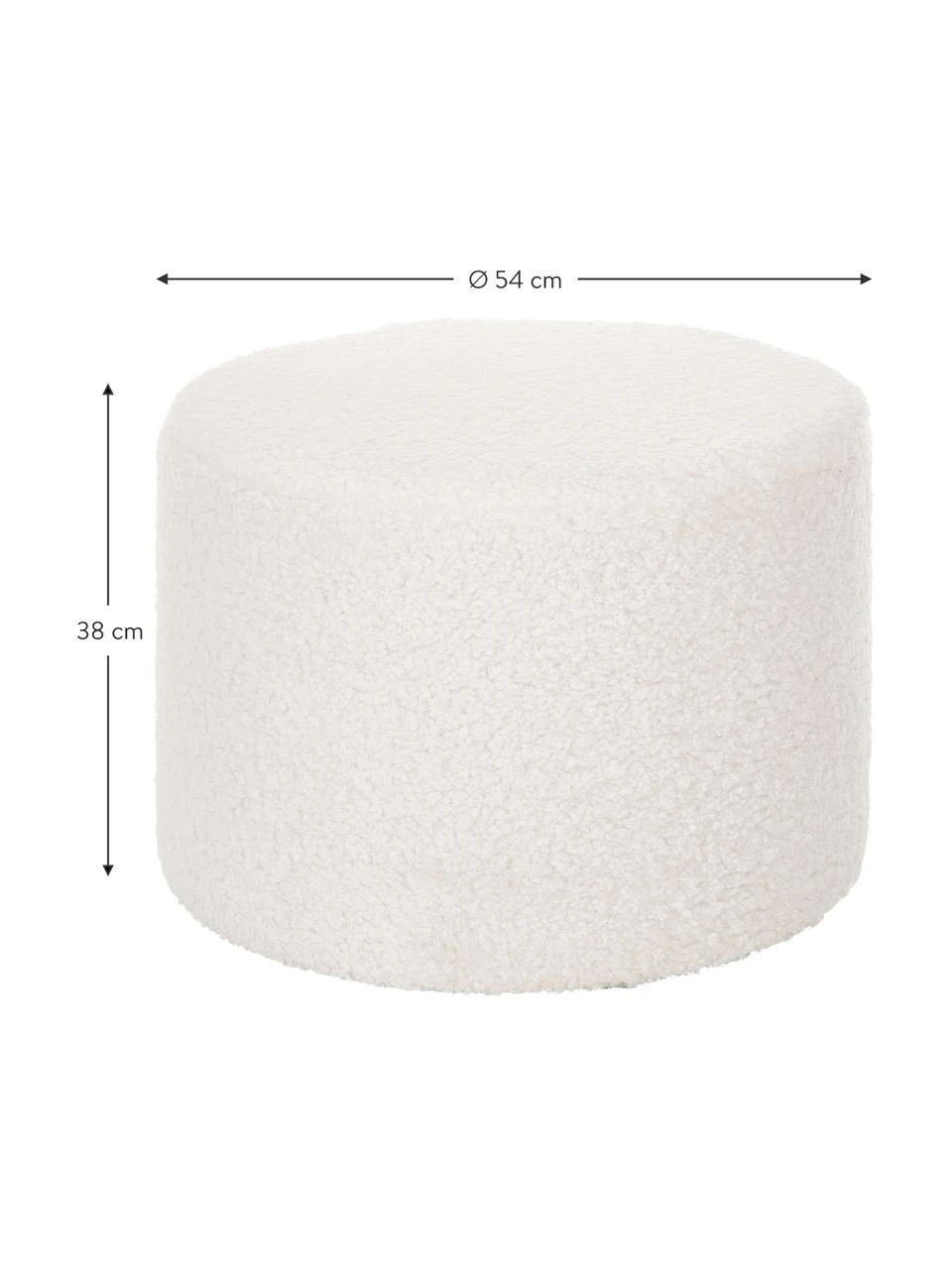 Westwing Collection Pouf blanc crème peluche blanc crème Daisy, Ø 54 x haut. 38 cm 3 Westwing Collection Pouf blanc crème peluche blanc crème Daisy, Ø 54 x haut. 38 cm – Image 3