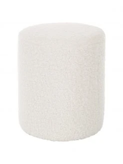 Westwing Collection Pouf blanc peluche blanc crème Daisy, Ø 38 x haut. 45 cm