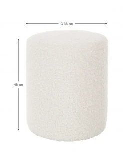 Westwing Collection Pouf blanc peluche blanc crème Daisy, Ø 38 x haut. 45 cm -Entrée & couloir Soldes Pouf blanc peluche blanc creme Daisy 3