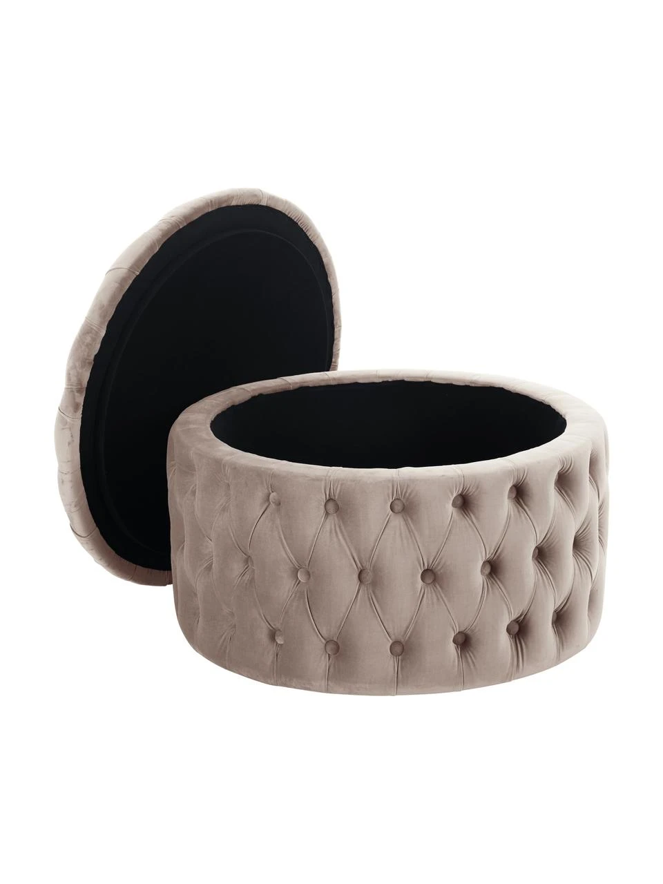 Westwing Collection Pouf coffre XL en velours beige Chiara, Ø 70 x haut. 42 cm 5 Westwing Collection Pouf coffre XL en velours beige Chiara, Ø 70 x haut. 42 cm – Image 5