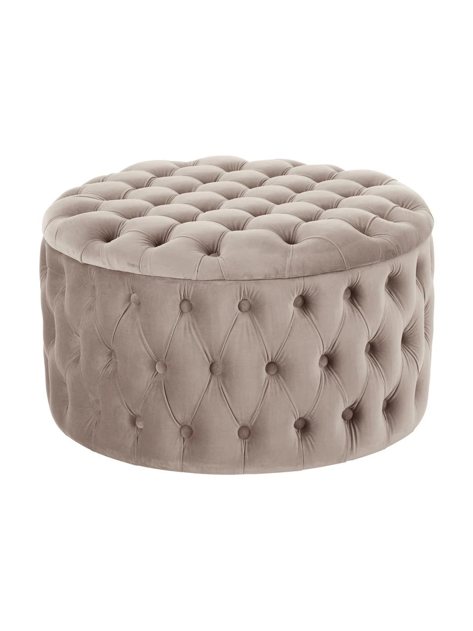 Westwing Collection Pouf coffre XL en velours beige Chiara, Ø 70 x haut. 42 cm 1 Westwing Collection Pouf coffre XL en velours beige Chiara, Ø 70 x haut. 42 cm