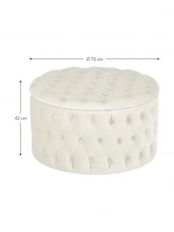 Westwing Collection Pouf coffre XL en velours blanc créme Chiara, Ø 70 x haut. 42 cm -Entrée & couloir Soldes Pouf coffre XL en velours blanc creme Chiara 2