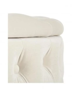 Westwing Collection Pouf coffre XL en velours blanc créme Chiara, Ø 70 x haut. 42 cm -Entrée & couloir Soldes Pouf coffre XL en velours blanc creme Chiara 4
