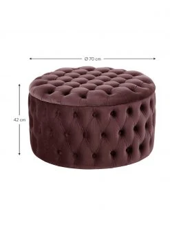 Westwing Collection Pouf coffre XL en velours brun rouillé Chiara, Ø 70 x haut. 42 cm -Entrée & couloir Soldes Pouf coffre XL en velours brun rouille Chiara 3