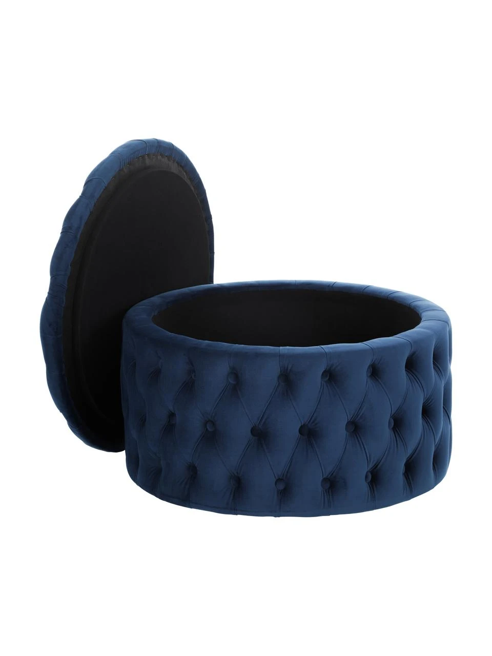 Westwing Collection Pouf coffre XL velours bleu foncé Chiara, Ø 70 x haut. 42 cm 5 Westwing Collection Pouf coffre XL velours bleu foncé Chiara, Ø 70 x haut. 42 cm – Image 5