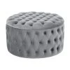 Westwing Collection Pouf coffre XL velours gris Chiara, Ø 70 x haut. 42 cm