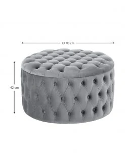 Westwing Collection Pouf coffre XL velours gris Chiara, Ø 70 x haut. 42 cm 9 Westwing Collection Pouf coffre XL velours gris Chiara, Ø 70 x haut. 42 cm -Entrée & couloir Soldes Pouf coffre XL velours gris Chiara 3