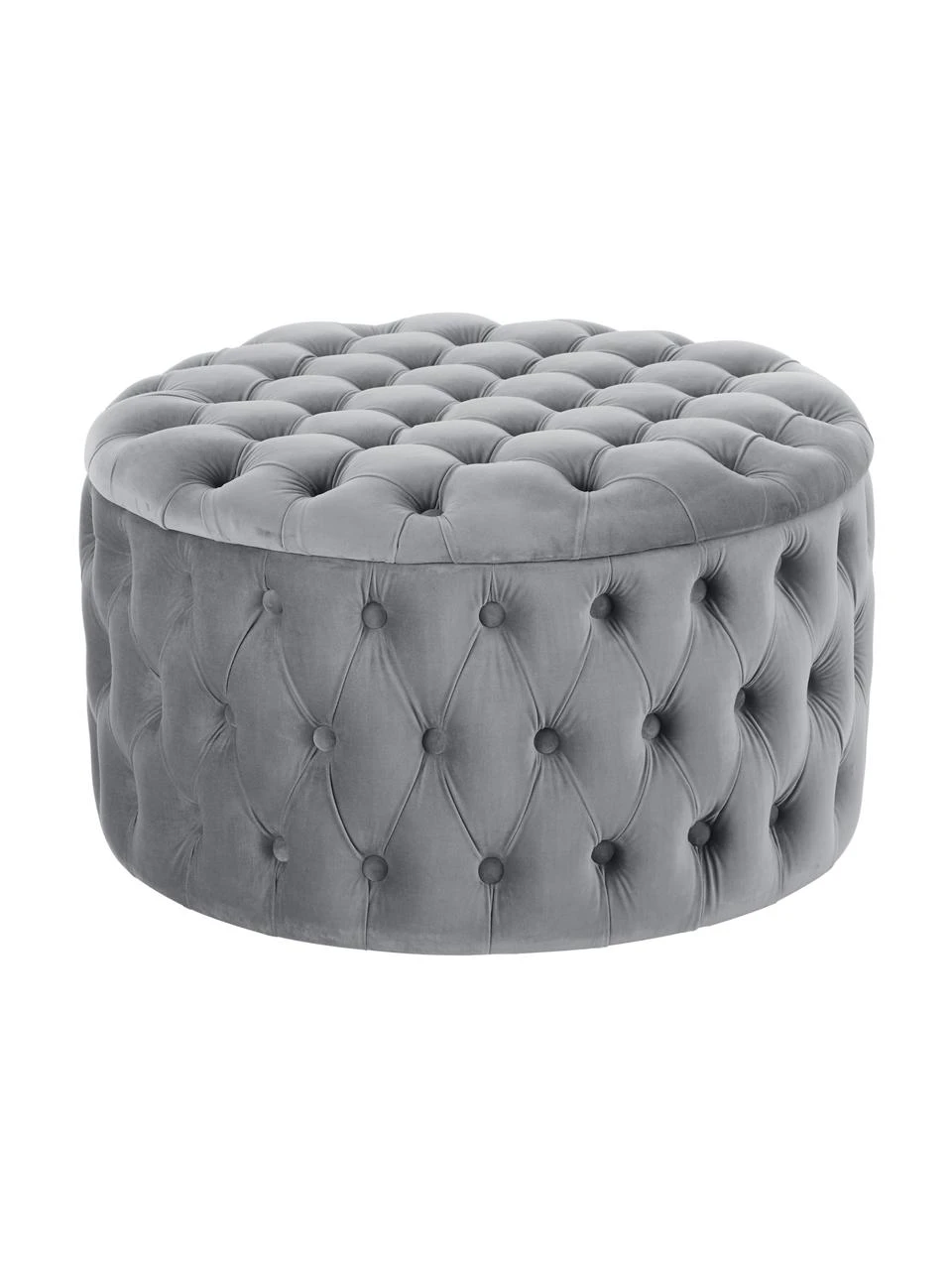 Westwing Collection Pouf coffre XL velours gris Chiara, Ø 70 x haut. 42 cm 1 Westwing Collection Pouf coffre XL velours gris Chiara, Ø 70 x haut. 42 cm