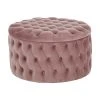 Westwing Collection Pouf coffre XL velours rose Chiara, Ø 70 x haut. 42 cm