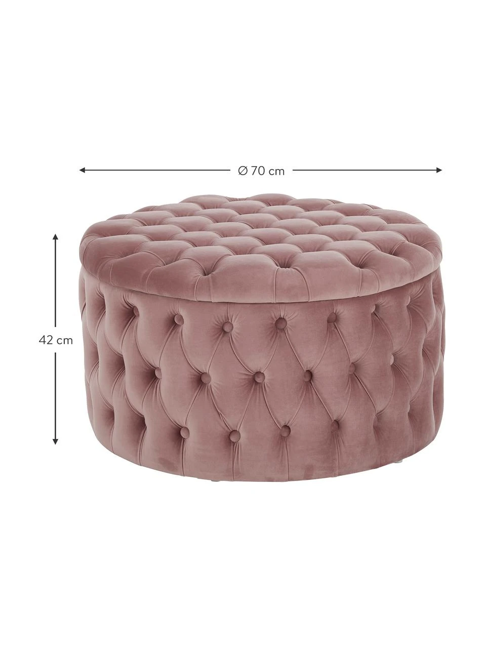 Westwing Collection Pouf coffre XL velours rose Chiara, Ø 70 x haut. 42 cm 4 Westwing Collection Pouf coffre XL velours rose Chiara, Ø 70 x haut. 42 cm – Image 4