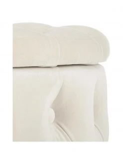 Westwing Collection Pouf coffre en velours blanc cr&egrave;me Chiara, Ø 50 x haut. 42 cm -Entrée & couloir Soldes Pouf coffre en velours blanc creme Chiara 5
