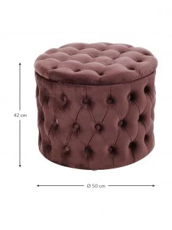 Westwing Collection Pouf coffre en velours brun rouillé Chiara, Ø 50 x haut. 42 cm -Entrée & couloir Soldes Pouf coffre en velours brun rouille Chiara 2