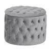 Westwing Collection Pouf coffre en velours gris Chiara, Ø 50 x haut. 42 cm