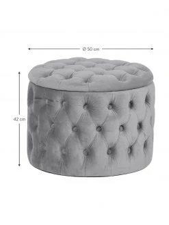 Westwing Collection Pouf coffre en velours gris Chiara, Ø 50 x haut. 42 cm 9 Westwing Collection Pouf coffre en velours gris Chiara, Ø 50 x haut. 42 cm -Entrée & couloir Soldes Pouf coffre en velours gris Chiara 3