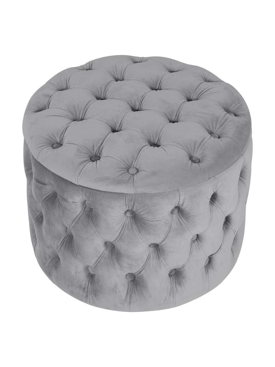 Westwing Collection Pouf coffre en velours gris Chiara, Ø 50 x haut. 42 cm 6 Westwing Collection Pouf coffre en velours gris Chiara, Ø 50 x haut. 42 cm – Image 6