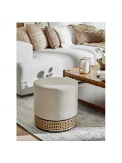 Westwing Collection Pouf rond avec cannage Mara, Ø 37 x haut. 39 cm -Entrée & couloir Soldes Pouf rond avec cannage Mara 2