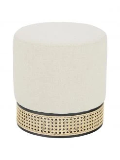 Westwing Collection Pouf rond avec cannage Mara, Ø 37 x haut. 39 cm