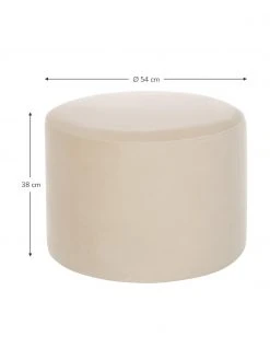 Westwing Collection Pouf rond en velours beige Daisy, Ø 54 x haut. 38 cm -Entrée & couloir Soldes Pouf rond en velours beige Daisy 2