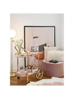 Westwing Collection Pouf rond en velours rose Daisy, Ø 54 x haut. 38 cm -Entrée & couloir Soldes Pouf rond en velours rose Daisy 2