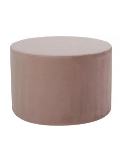 Westwing Collection Pouf rond en velours rose Daisy, Ø 54 x haut. 38 cm