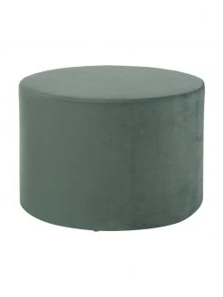 Westwing Collection Pouf rond en velours vert clair Daisy, Ø 54 x haut. 38 cm