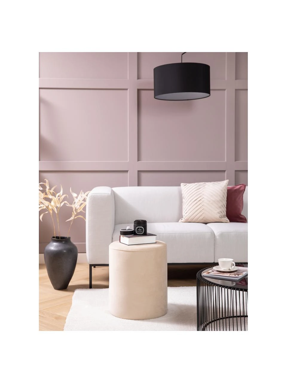 Westwing Collection Pouf rond velours Daisy, Ø 38 x haut. 45 cm 2 Westwing Collection Pouf rond velours Daisy, Ø 38 x haut. 45 cm – Image 2