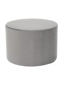 Westwing Collection Pouf rond velours Daisy, Ø 54 x haut. 38 cm