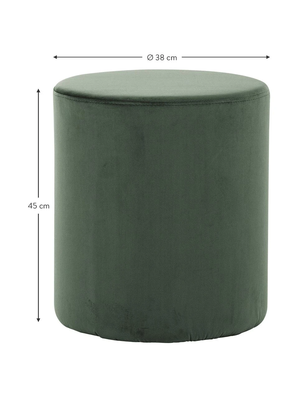 Westwing Collection Pouf rond velours vert Daisy, Ø 38 x haut. 45 cm 3 Westwing Collection Pouf rond velours vert Daisy, Ø 38 x haut. 45 cm – Image 3