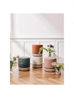 Westwing Collection Pouf rond vert Mara, Ø 37 x haut. 39 cm -Entrée & couloir Soldes Pouf rond vert Mara 2