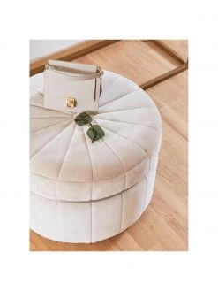 Westwing Collection Pouf velours Birdie, Ø 51 x haut. 38 cm -Entrée & couloir Soldes Pouf velours Birdie 2