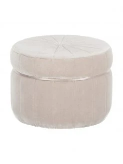 Westwing Collection Pouf velours Birdie, Ø 51 x haut. 38 cm