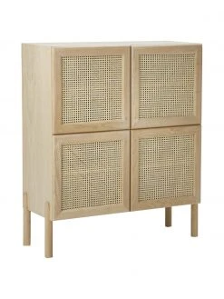 Westwing Collection Rangement bois de chêne avec cannage Jolie, larg. 106 x haut. 127 cm