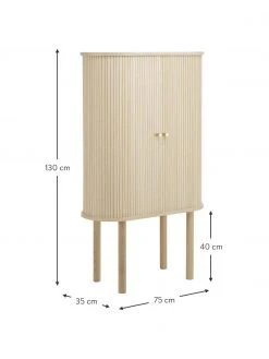 Westwing Collection Rangement en bois clair avec portes coulissantes Calary, larg. 75 x haut. 130 cm -Entrée & couloir Soldes Rangement en bois clair avec portes coulissantes Calary 3