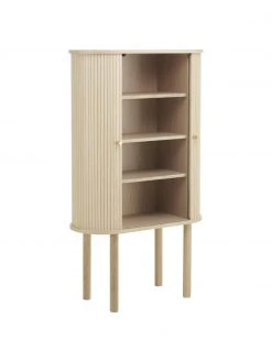 Westwing Collection Rangement en bois clair avec portes coulissantes Calary, larg. 75 x haut. 130 cm -Entrée & couloir Soldes Rangement en bois clair avec portes coulissantes Calary 4