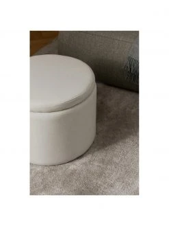 Westwing Collection Tabouret avec coffre beige Alida, Ø 50 x haut. 42 cm -Entrée & couloir Soldes Tabouret avec coffre beige Alida 2