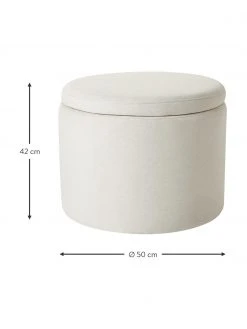 Westwing Collection Tabouret avec coffre beige Alida, Ø 50 x haut. 42 cm -Entrée & couloir Soldes Tabouret avec coffre beige Alida 3