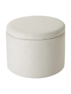 Westwing Collection Tabouret avec coffre beige Alida, Ø 50 x haut. 42 cm -Entrée & couloir Soldes Tabouret avec coffre beige Alida 4