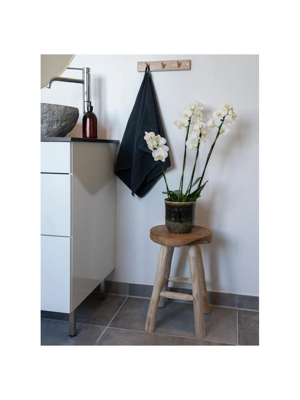 Tabouret bois de teck Badia, Ø 30 x haut. 45 cm 2 Tabouret bois de teck Badia, Ø 30 x haut. 45 cm – Image 2