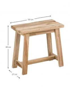 Tabouret bois de teck Lawas, larg. 50 x haut. 46 cm -Entrée & couloir Soldes Tabouret bois de teck Lawas 2